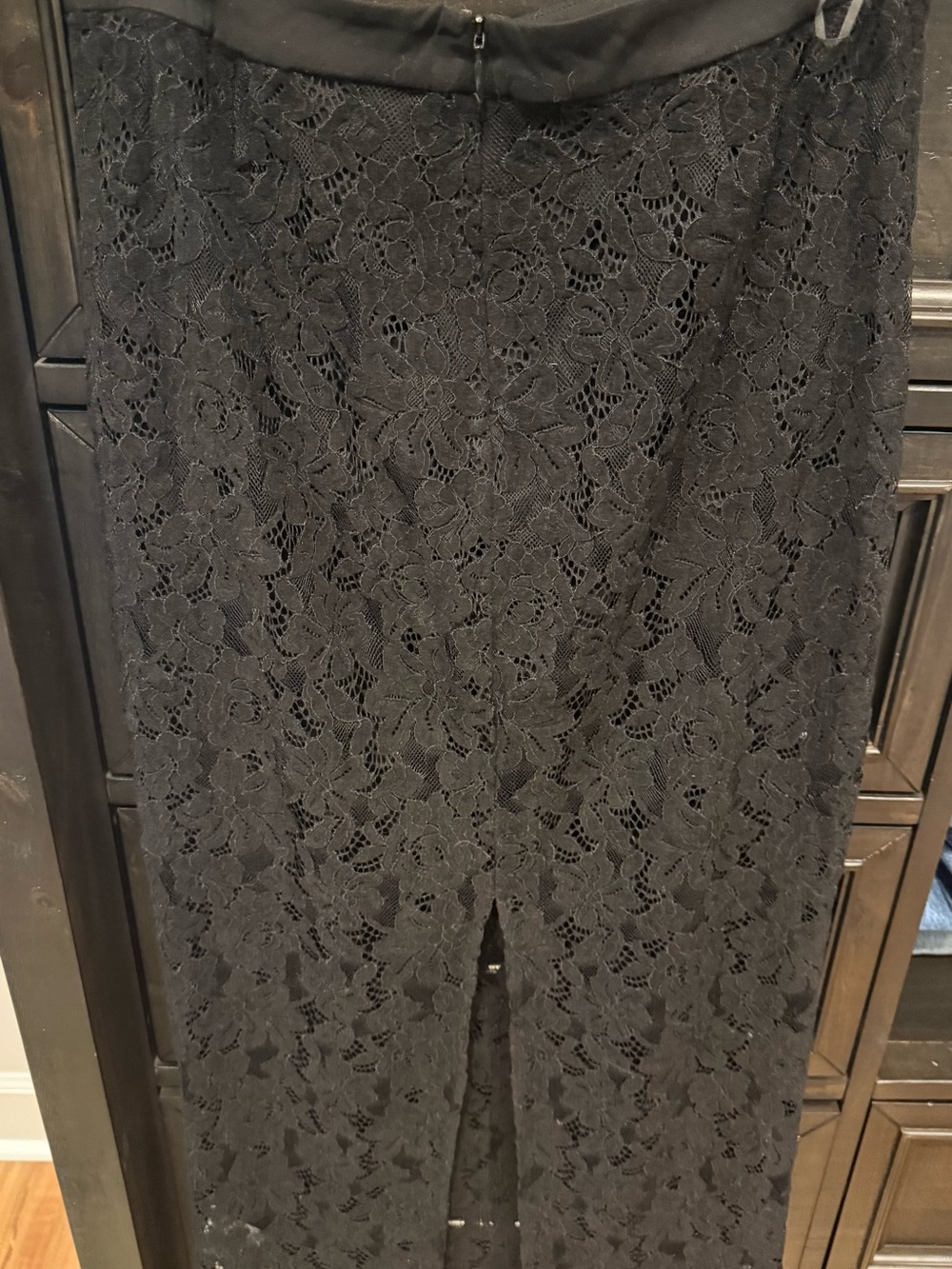 Reformation Rylee Black Lace Midi Skirt with Sheer Floral Overlay - Picture 5 of 5